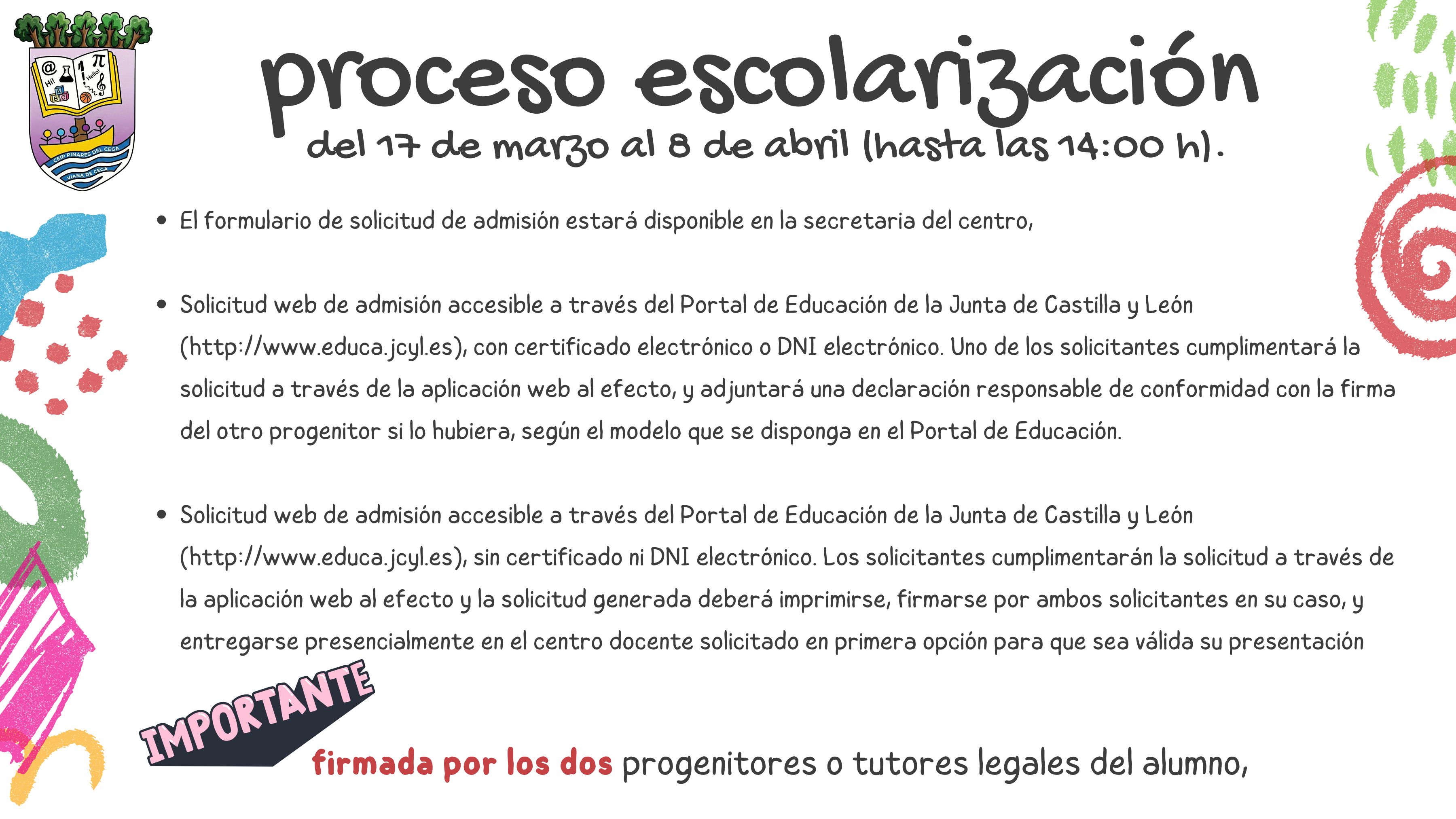 Información sobre proceso de escolarización